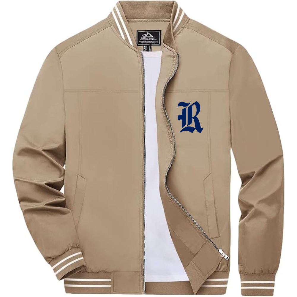 Men's Rice Owls Logo Lightweight Zip-Up Ribbed Collar and Cuffs Bomber Jacket