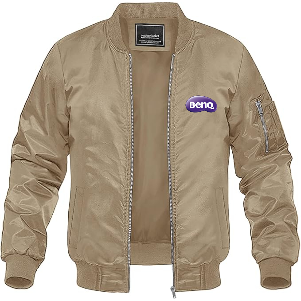 Men's BenQ Logo Lightweight Bomber Jacket Windbreaker Softshell Varsity Jacket Coat