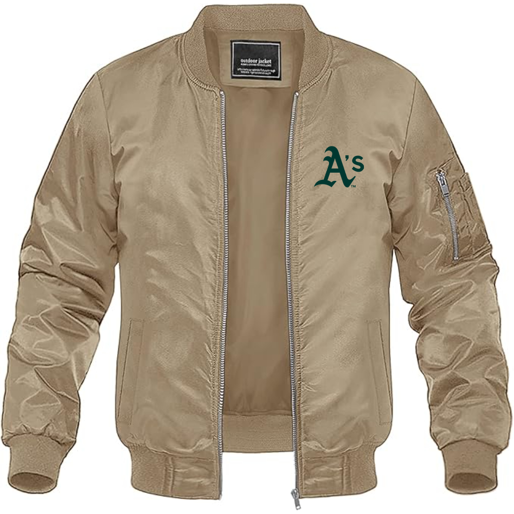Men's Athletics Logo Lightweight Bomber Jacket Windbreaker Softshell Varsity Jacket Coat
