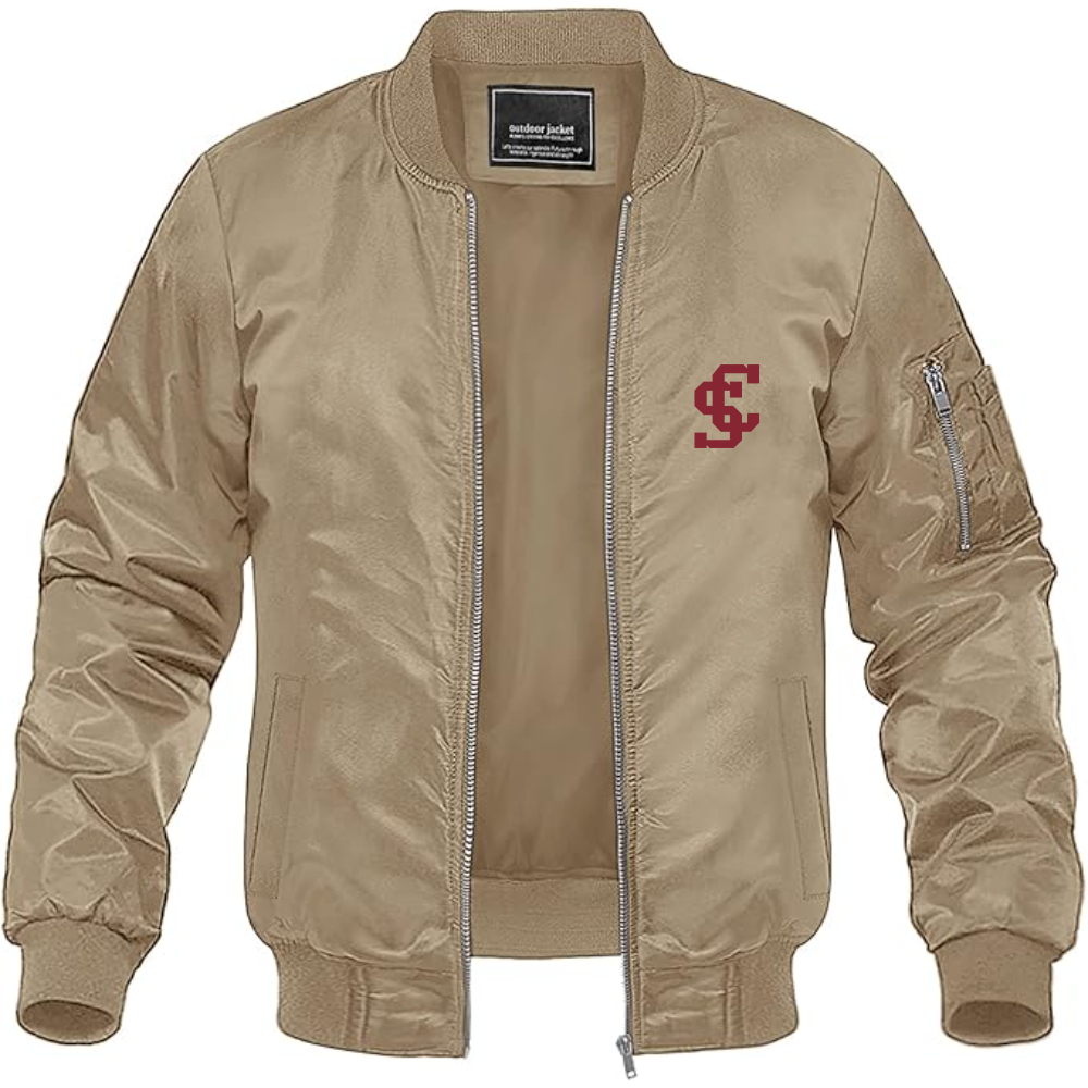 Men's Santa Clara Broncos Logo Lightweight Bomber Jacket Windbreaker Softshell Varsity Jacket Coat