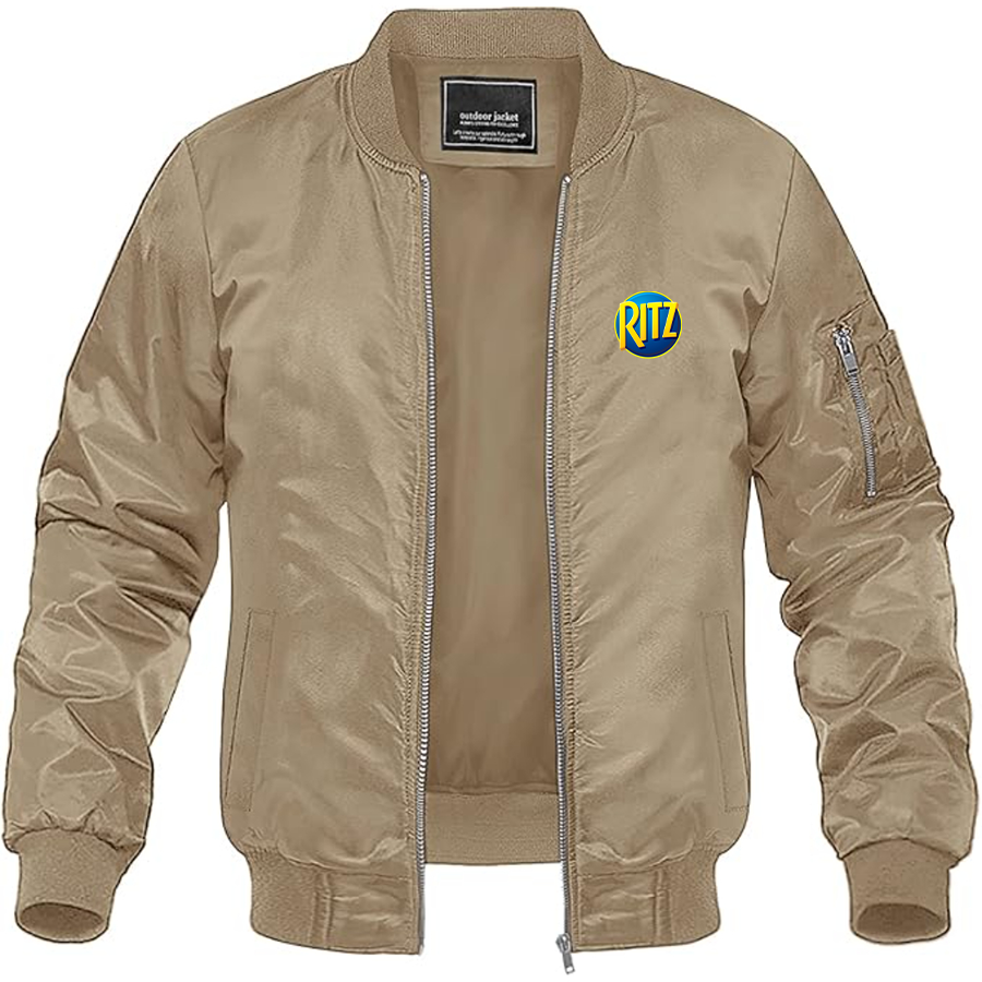 Men's Ritz Crackers Logo Lightweight Bomber Jacket Windbreaker Softshell Varsity Jacket Coat