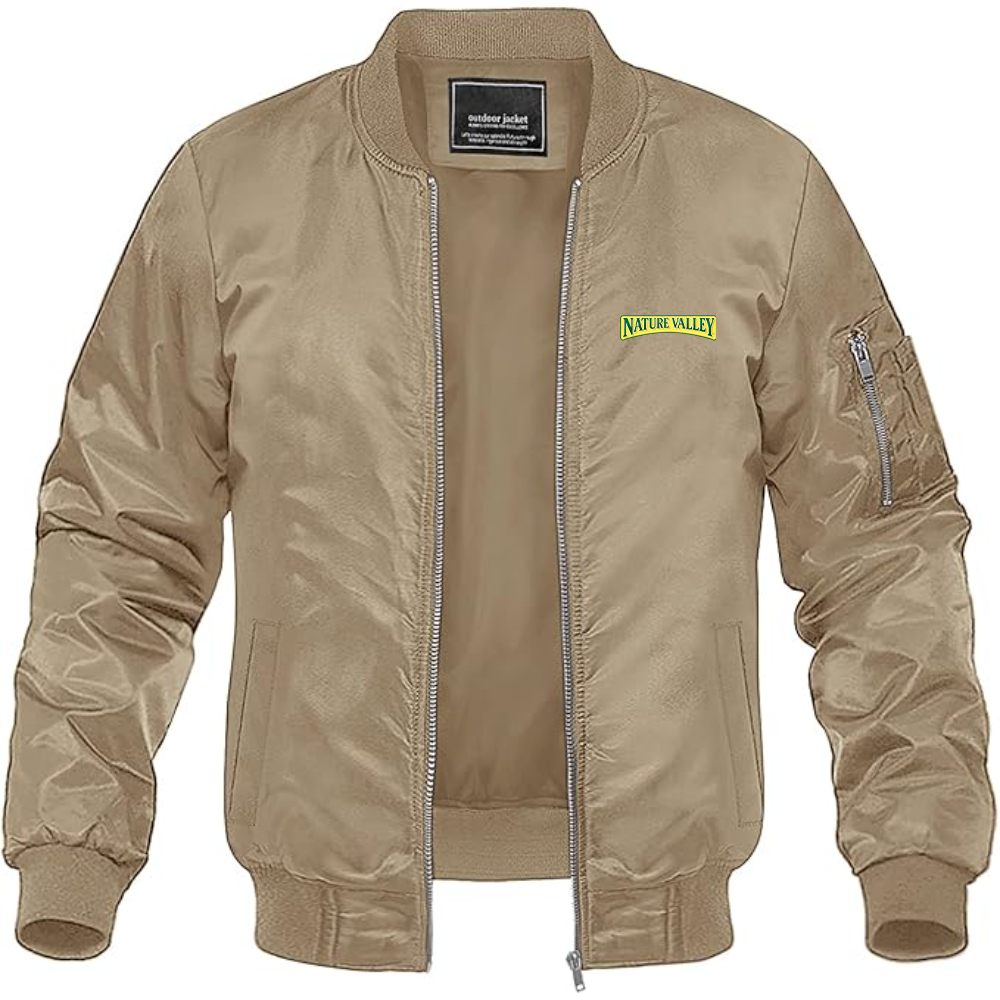 Men's Nature Valley Logo Lightweight Bomber Jacket Windbreaker Softshell Varsity Jacket Coat