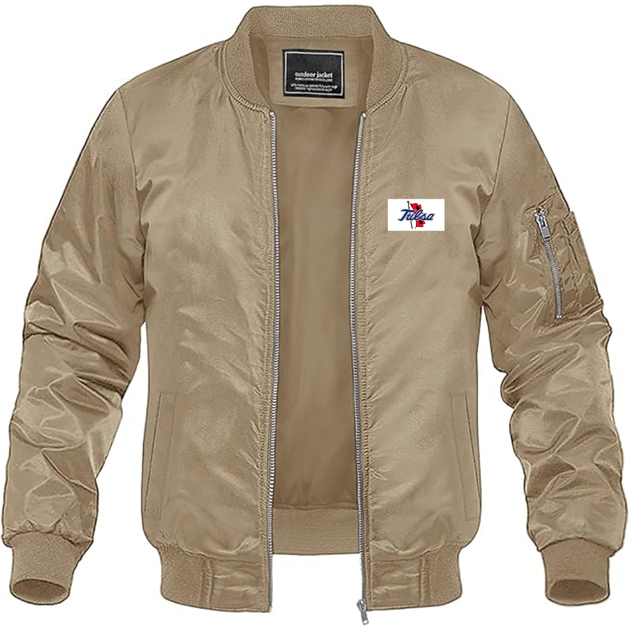 Men's Tulsa Golden Hurricane Logo Lightweight Bomber Jacket Windbreaker Softshell Varsity Jacket Coat
