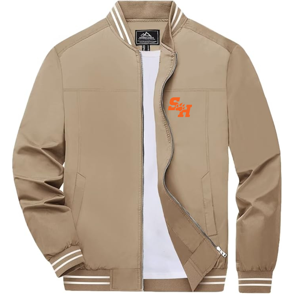 Men's Sam Houston State Bearkats Logo Lightweight Zip-Up Ribbed Collar and Cuffs Bomber Jacket