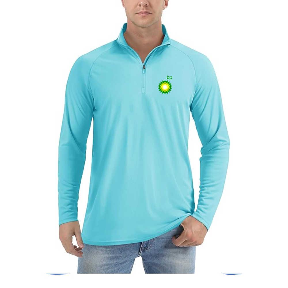 Men's BP Oil Logo  Lightweight Quarter-Zip Athletic Shirt Long Sleeve Performance Wear