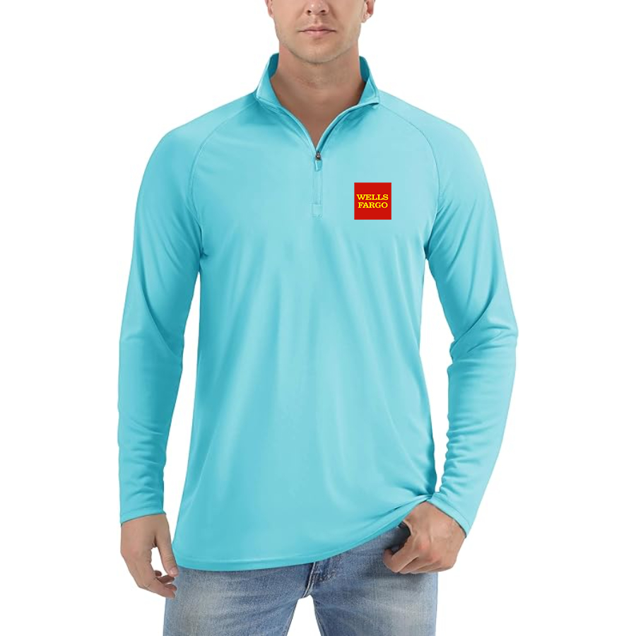 Men's Wells Fargo Logo Lightweight Quarter-Zip Athletic Shirt Long Sleeve Performance Wear