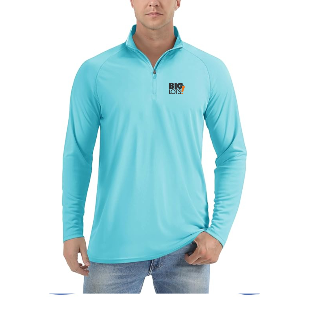Men's Big Lots Logo   Lightweight Quarter-Zip Athletic Shirt Long Sleeve Performance Wear