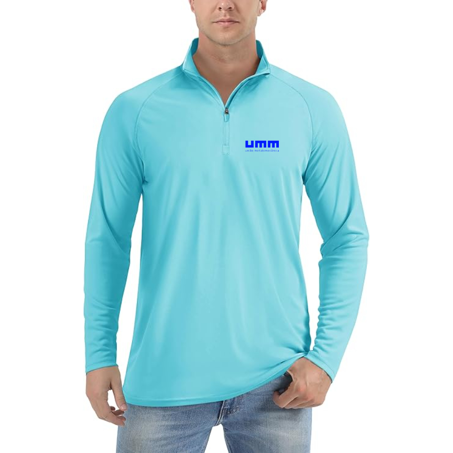 Men’s UMM Logo Lightweight Quarter-Zip Athletic Shirt Long Sleeve Performance Wear