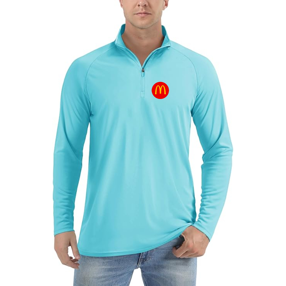 Men's McDonalds  Logo Lightweight Quarter-Zip Athletic Shirt Long Sleeve Performance Wear