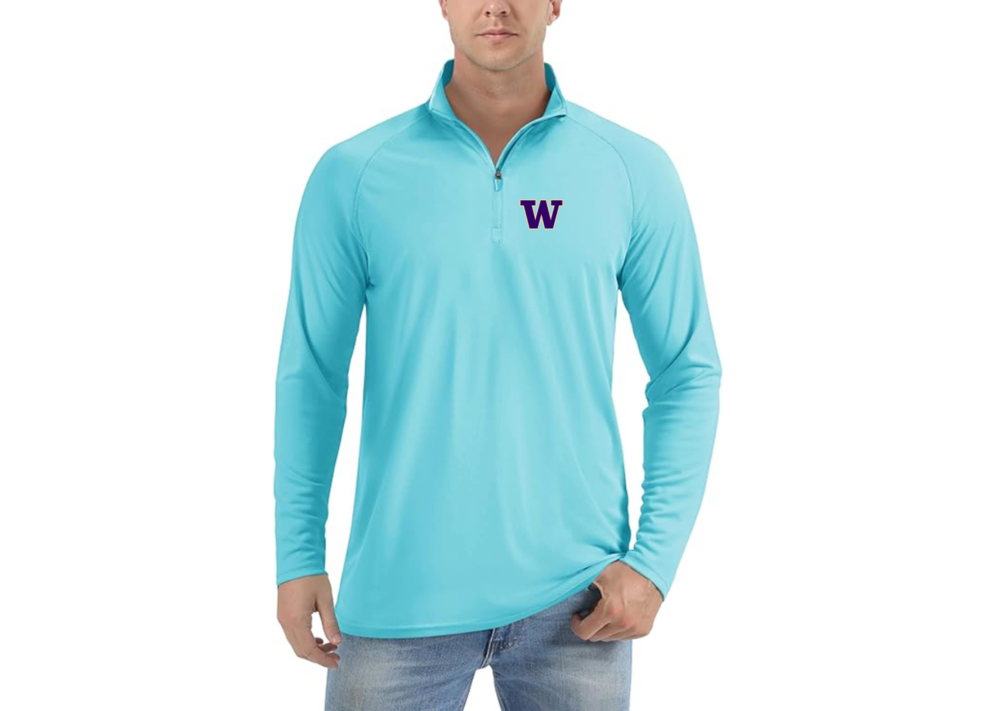 Men's Washington Huskies Lightweight Quarter-Zip Athletic Shirt Long Sleeve Performance Wear