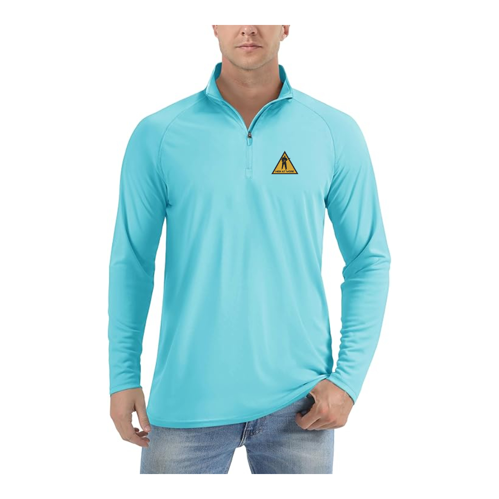 Men's Men at Work Logo Lightweight Quarter-Zip Athletic Shirt Long Sleeve Performance Wear