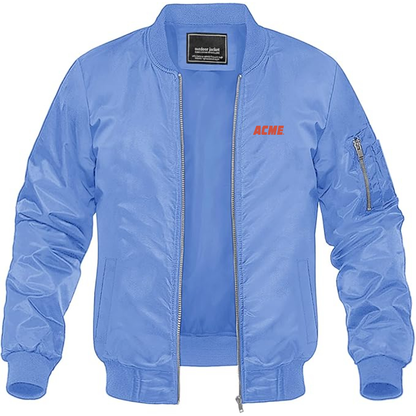 Men's ACME Logo Lightweight Bomber Jacket Windbreaker Softshell Varsity Jacket Coat