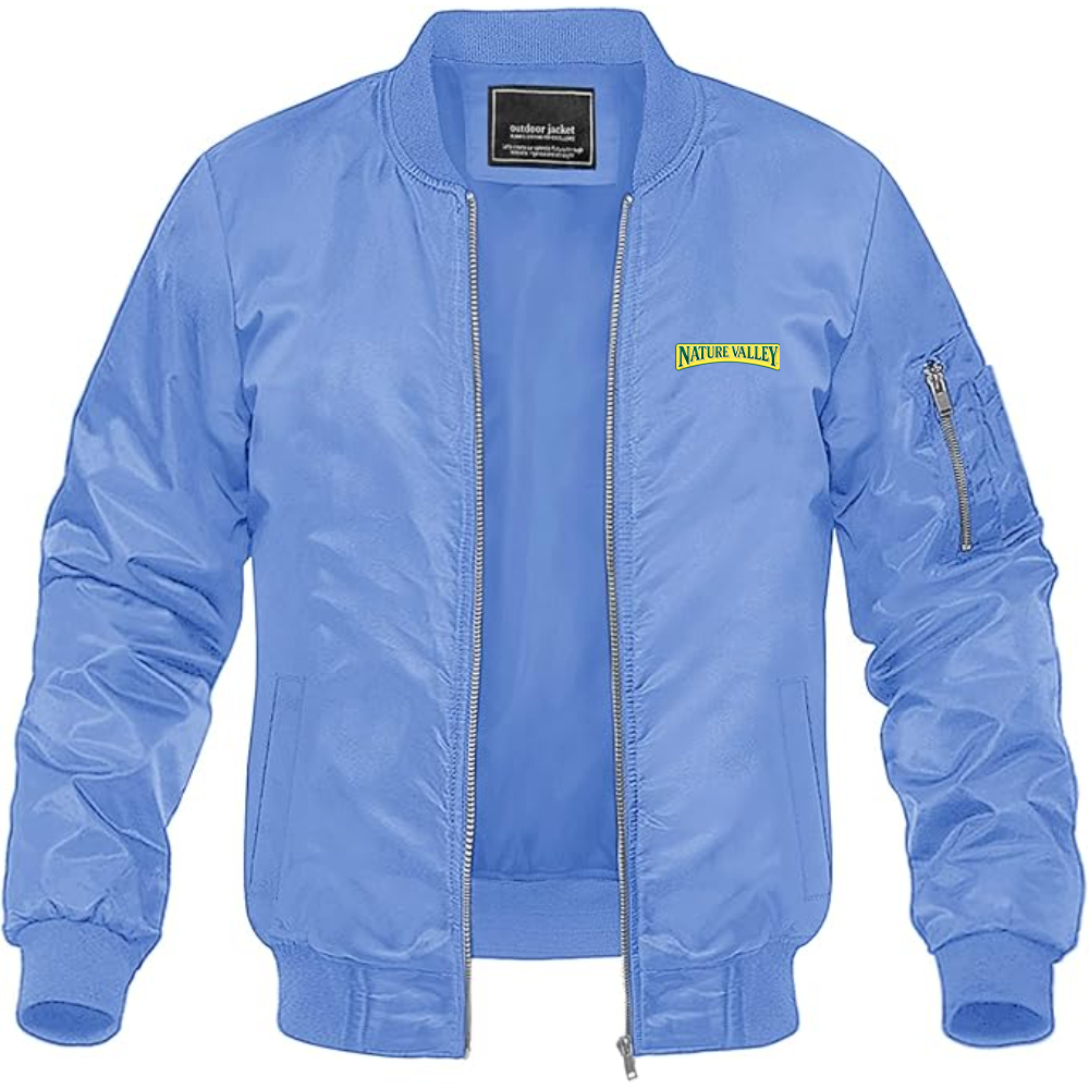 Men's Nature Valley Logo Lightweight Bomber Jacket Windbreaker Softshell Varsity Jacket Coat