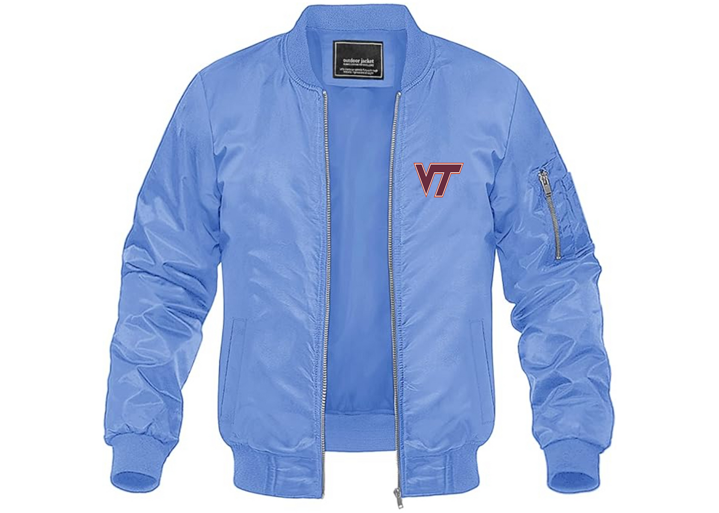 Men's Virginia Tech Hokies Lightweight Bomber Jacket Windbreaker Softshell Varsity Jacket Coat