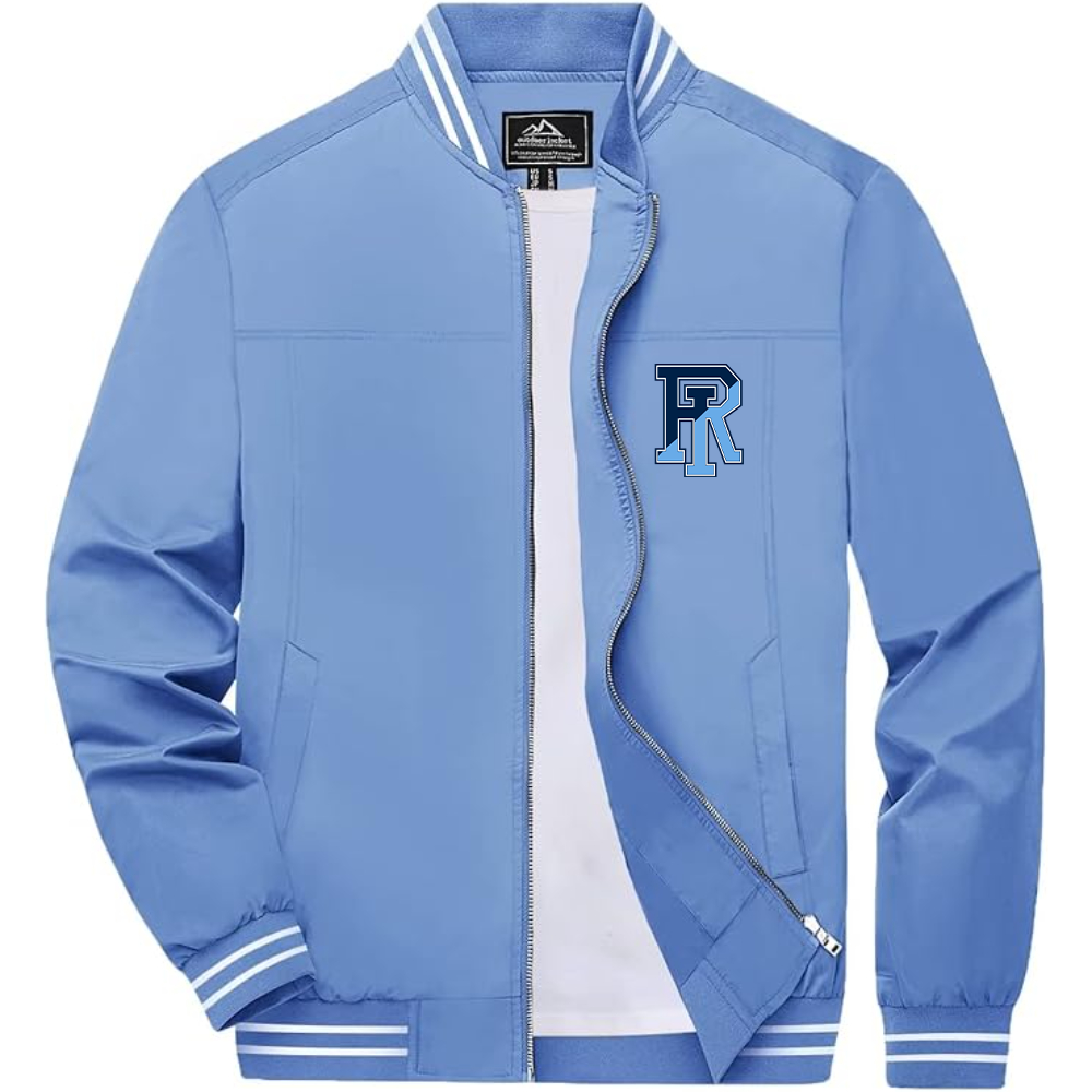 Men's Rhode Island Rams Logo Lightweight Zip-Up Ribbed Collar and Cuffs Bomber Jacket