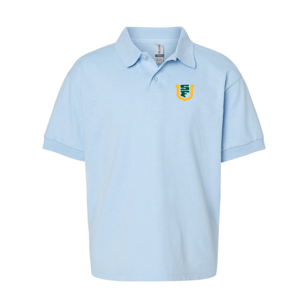 Youth San Francisco Dons Logo Gildan Dry Blend Jersey Polo