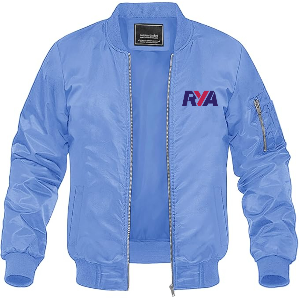 Men's Rya Logo Lightweight Bomber Jacket Windbreaker Softshell Varsity Jacket Coat
