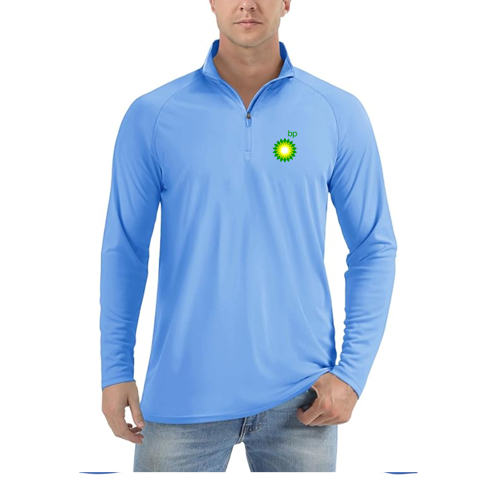 Men's BP Oil Logo  Lightweight Quarter-Zip Athletic Shirt Long Sleeve Performance Wear