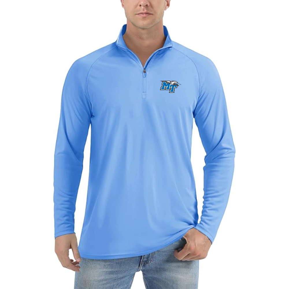 Men's Middle Tennessee Blue Raiders Logo Lightweight Quarter-Zip Athletic Shirt Long Sleeve Performance Wear