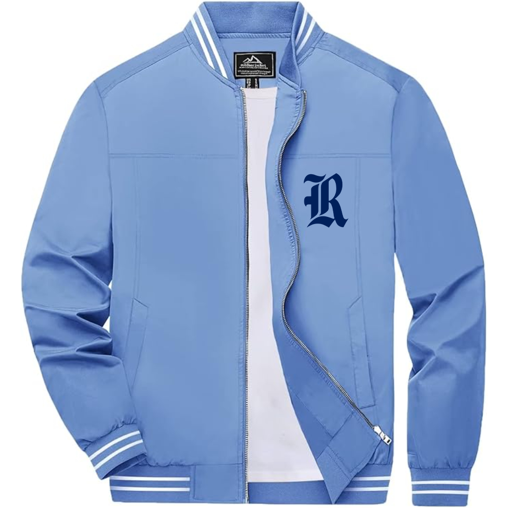 Men's Rice Owls Logo Lightweight Zip-Up Ribbed Collar and Cuffs Bomber Jacket