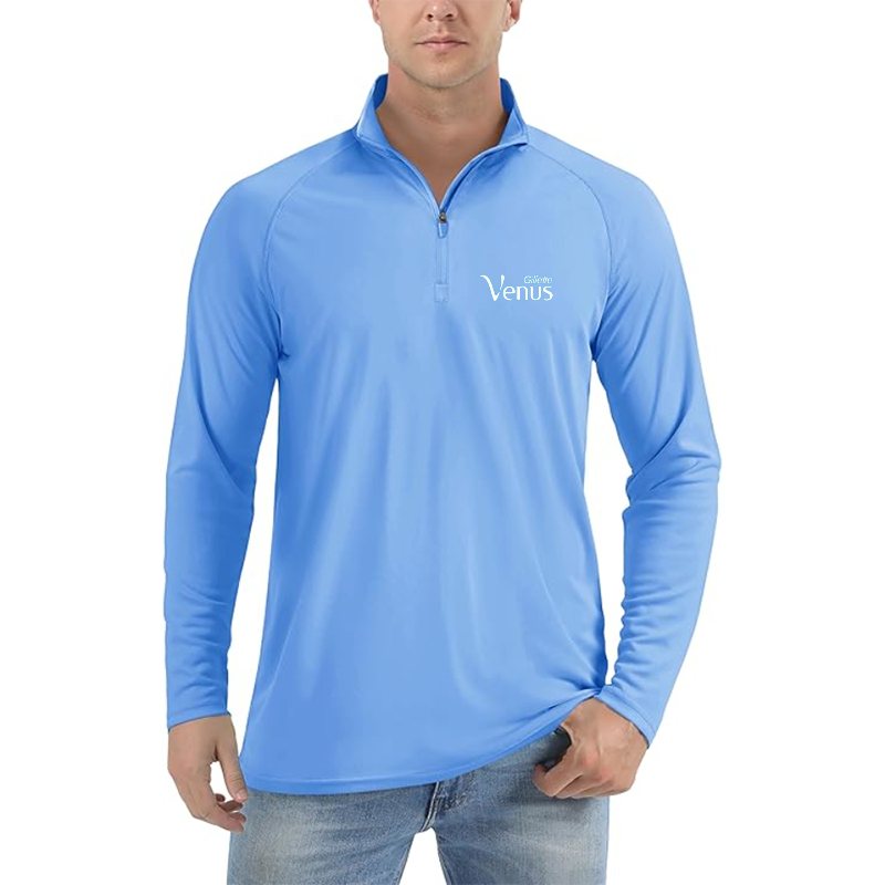 Men's Gillette Venus Logo Lightweight Quarter-Zip Athletic Shirt Long Sleeve Performance Wear