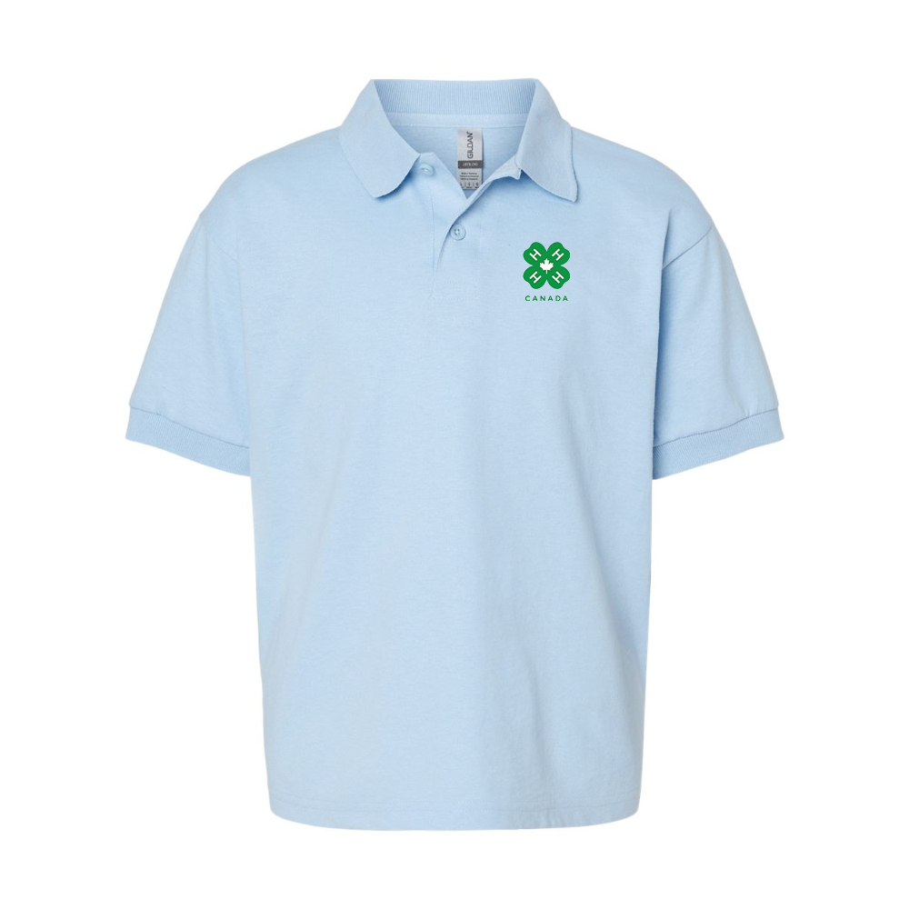 Youth 4H Canada Logo Gildan Dry Blend Jersey Polo