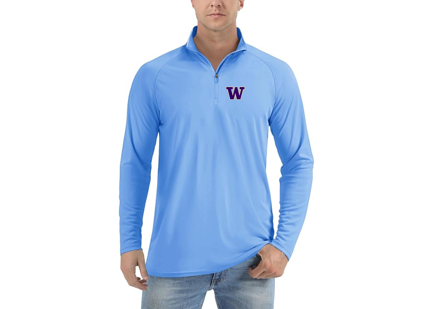 Men's Washington Huskies Lightweight Quarter-Zip Athletic Shirt Long Sleeve Performance Wear