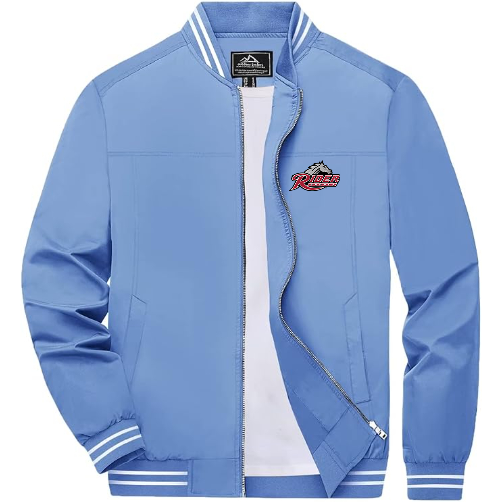 Men's Rider Broncs Logo Lightweight Zip-Up Ribbed Collar and Cuffs Bomber Jacket