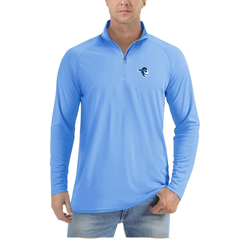 Men's Seton Hall Pirates Logo Lightweight Quarter-Zip Athletic Shirt Long Sleeve Performance Wear
