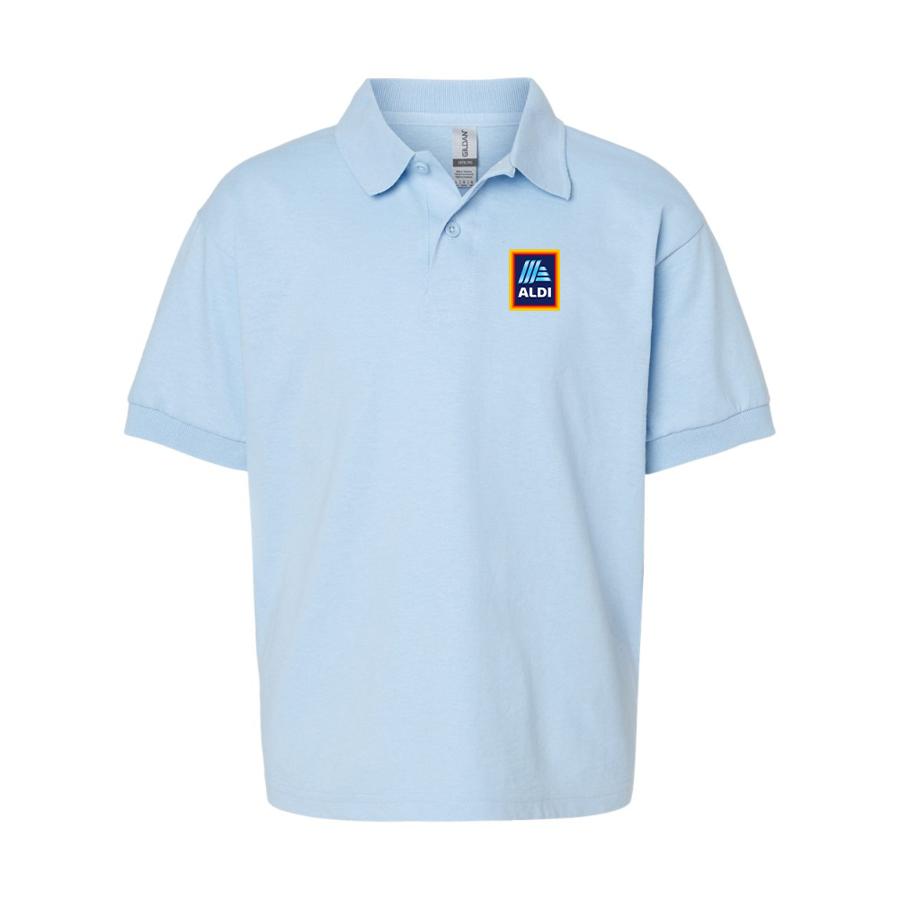 Youth Aldi Logo Gildan Dry Blend Jersey Polo