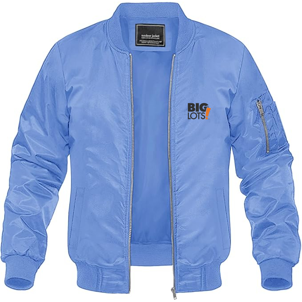 Men's Big Lots Logo Lightweight Bomber Jacket Windbreaker Softshell Varsity Jacket Coat