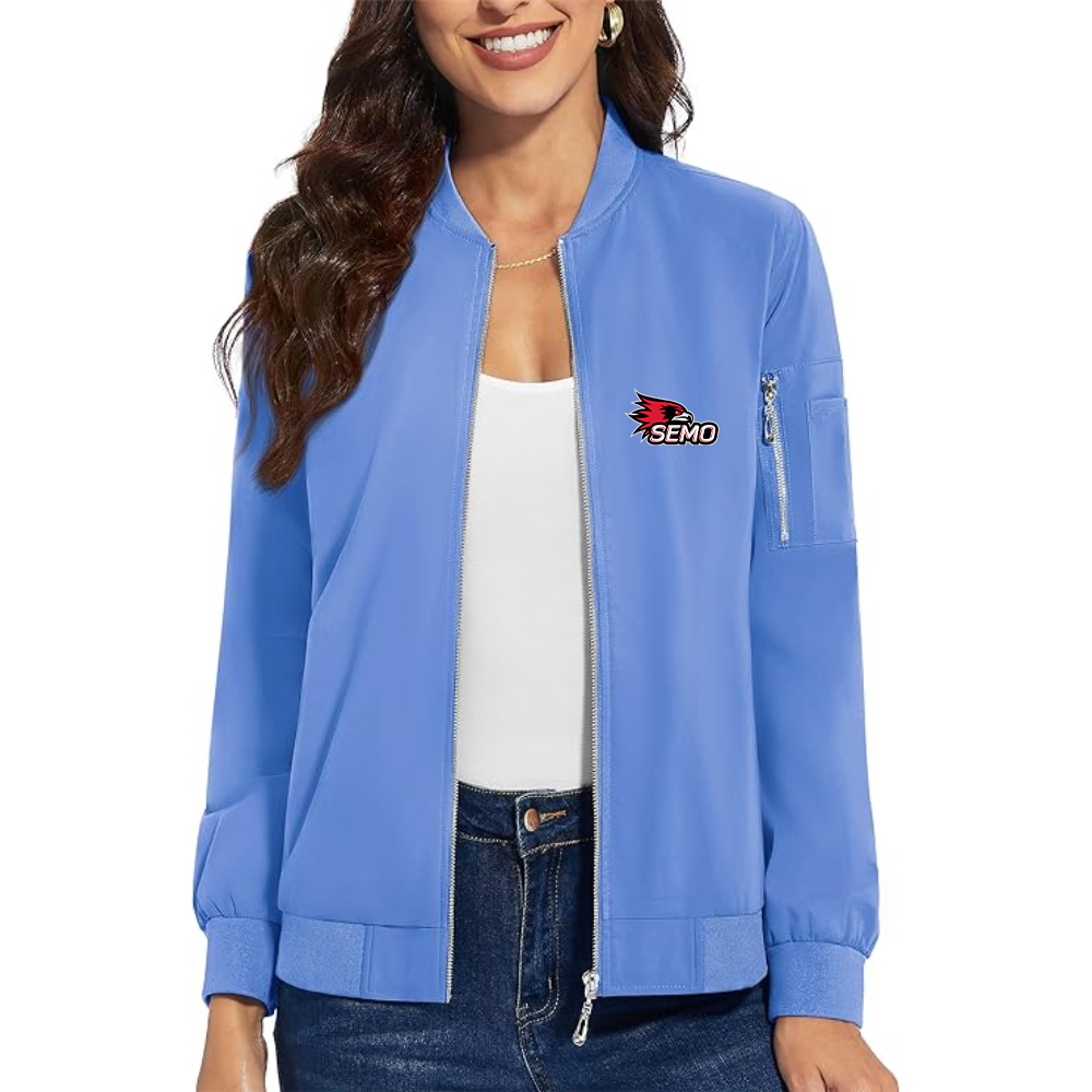 Women's SEMO Redhawks Logo  Premium Bomber Jacket with Polished Detailing and Functional Sleeve Pocket Modern Luxury Outerwear