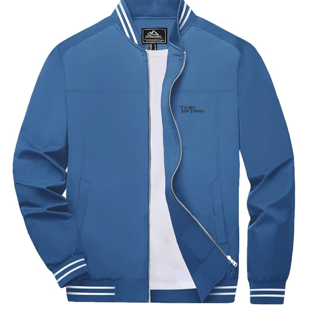 Men's Tear Of Themis Logo Lightweight Zip-Up Ribbed Collar and Cuffs Bomber Jacket