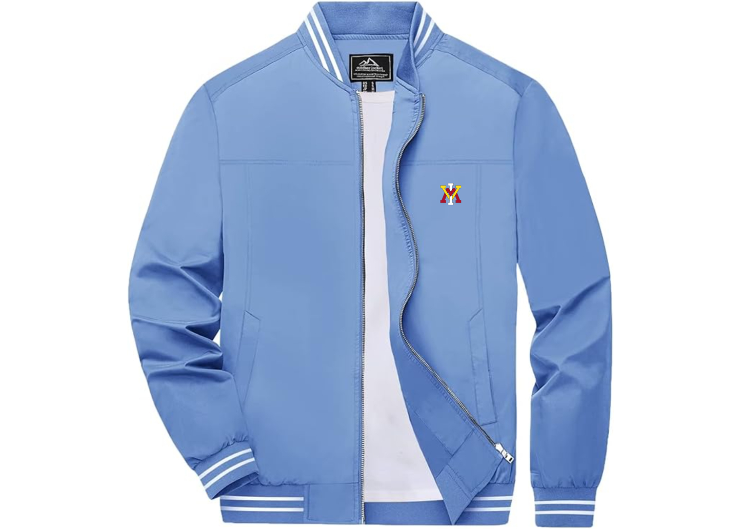 Men's VMI Keydets Lightweight Zip-Up Ribbed Collar and Cuffs Bomber Jacket