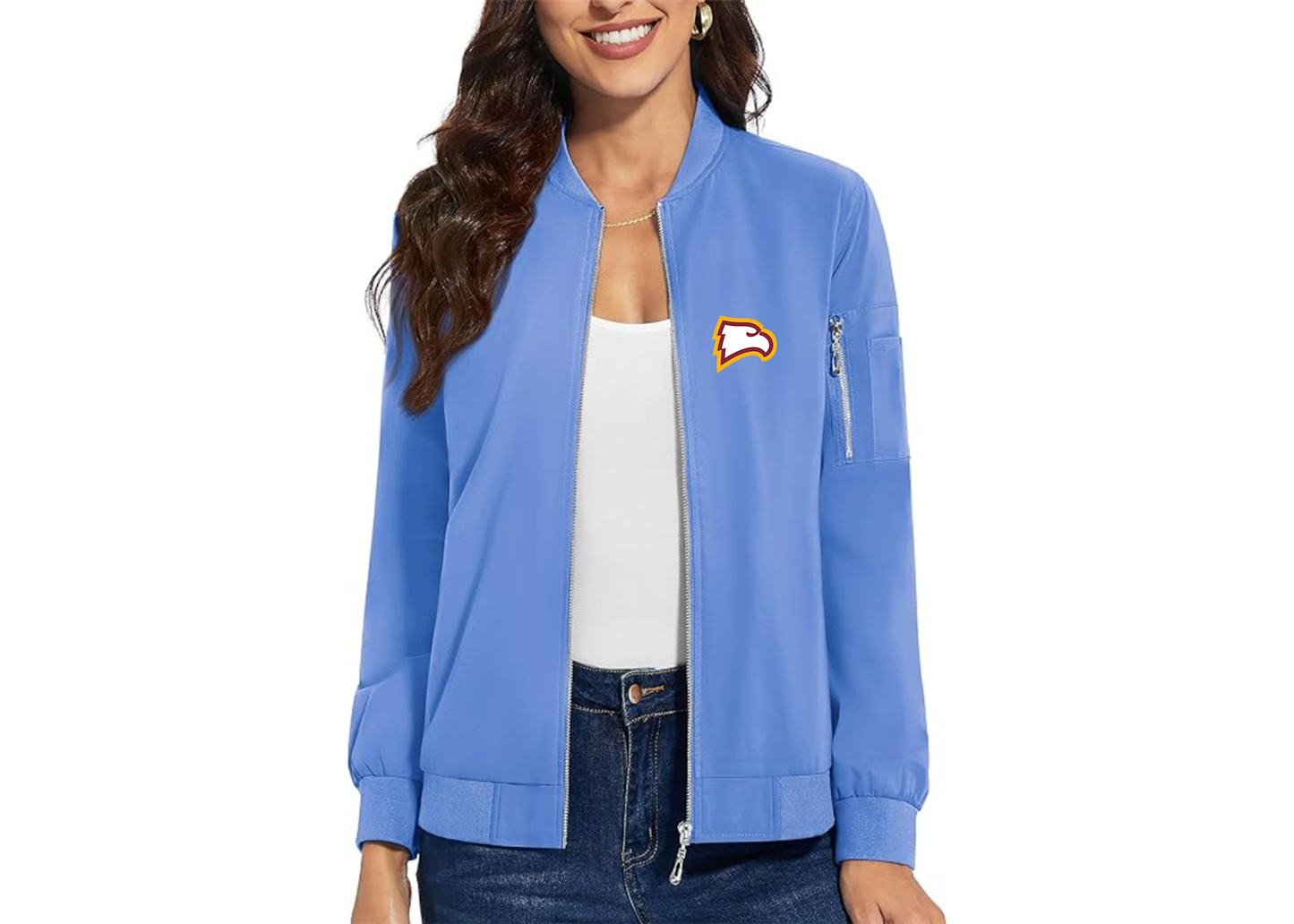 Women's Winthrop Eagles Premium Bomber Jacket with Polished Detailing and Functional Sleeve Pocket Modern Luxury Outerwear