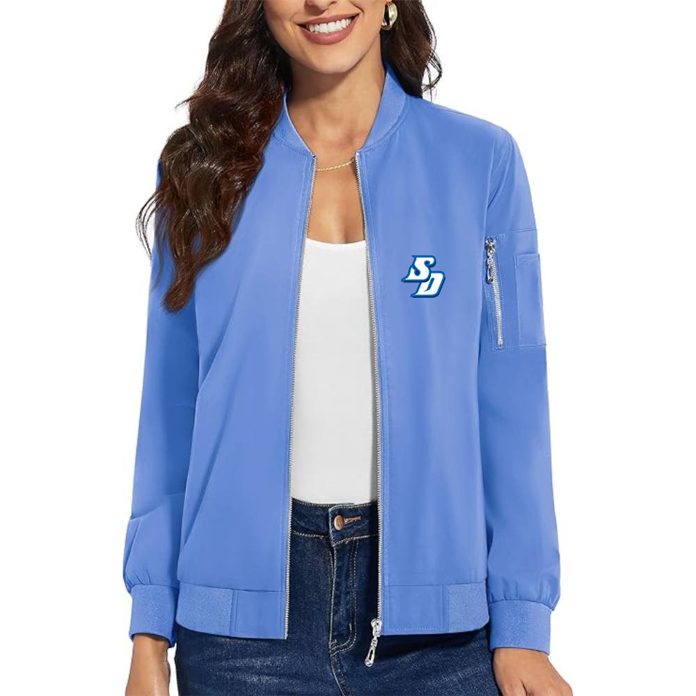 Women's San Diego Toreros Logo Premium Bomber Jacket with Polished Detailing and Functional Sleeve Pocket Modern Luxury Outerwear