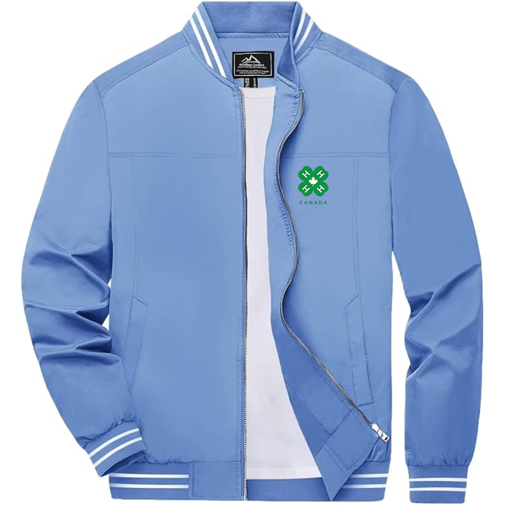 Men's 4H Canada Logo Lightweight Zip-Up Ribbed Collar and Cuffs Bomber Jacket
