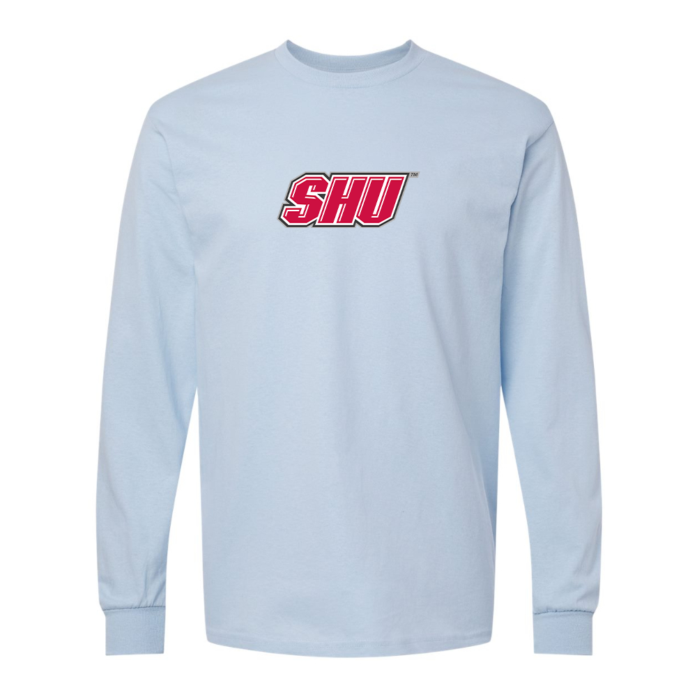 Men's Sacred Heart Pioneers Logo Gildan Heavy Cotton Long Sleeve T-Shirt