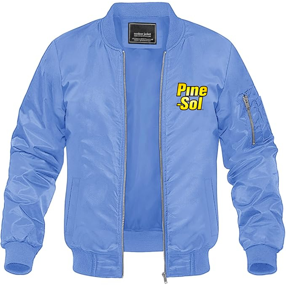 Men's Pine Sol Logo Lightweight Bomber Jacket Windbreaker Softshell Varsity Jacket Coat