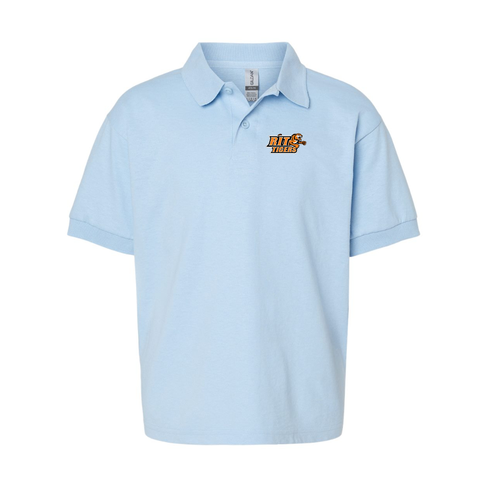 Youth RIT Tigers Logo Gildan Dry Blend Jersey Polo