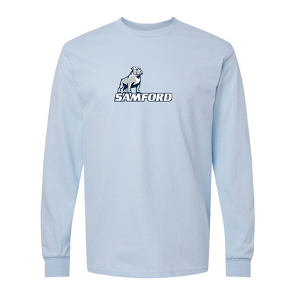 Men's Samford Bulldogs Logo Gildan Heavy Cotton Long Sleeve T-Shirt