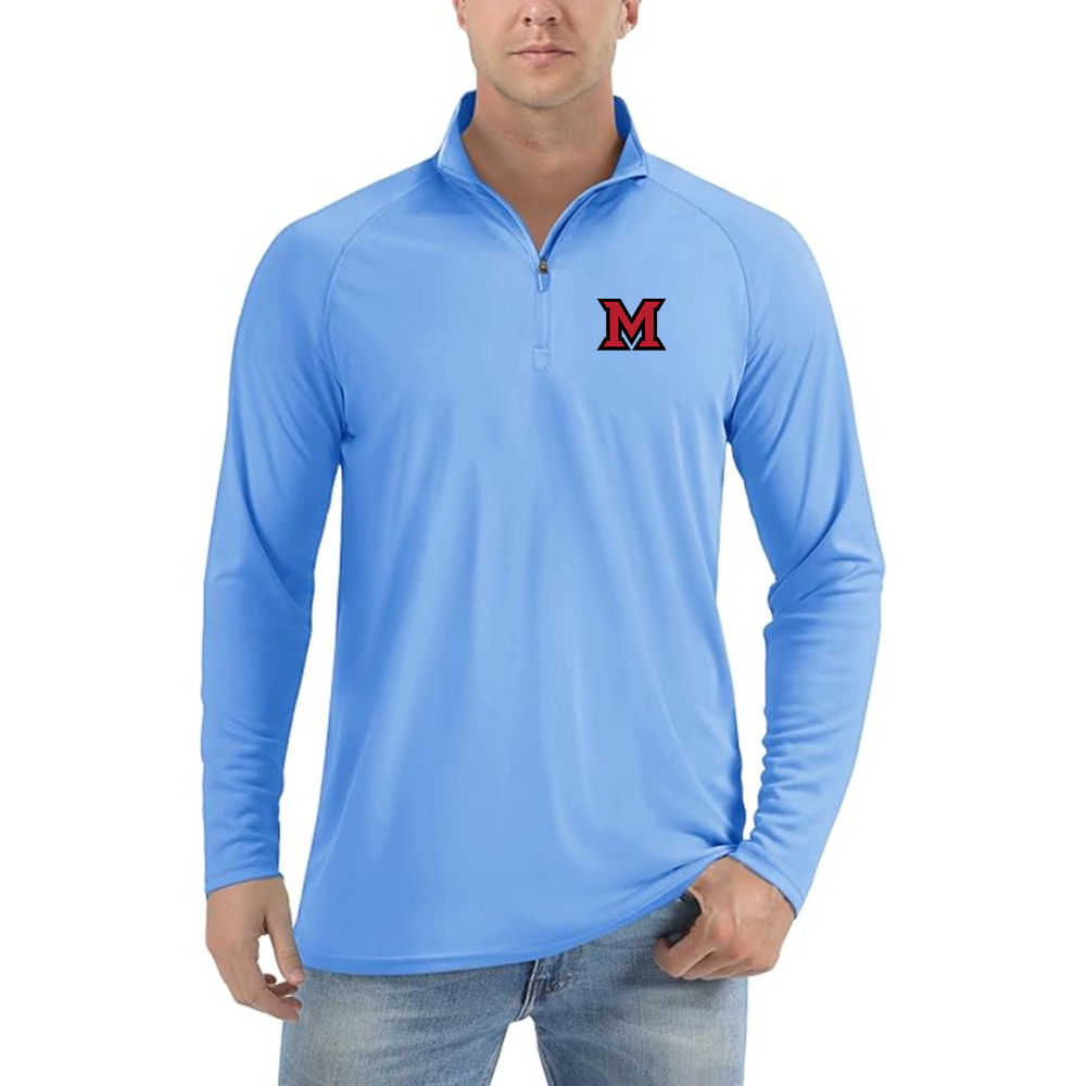 Men's Miami Ohio RedHawks Logo Lightweight Quarter-Zip Athletic Shirt Long Sleeve Performance Wear