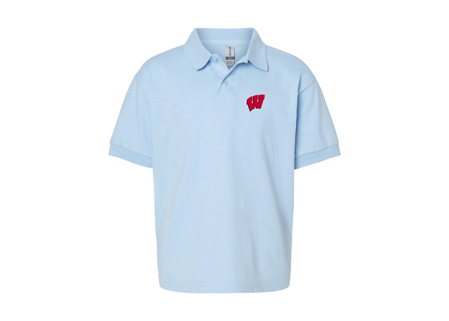 Youth Wisconsin Badgers Gildan Dry Blend Jersey Polo