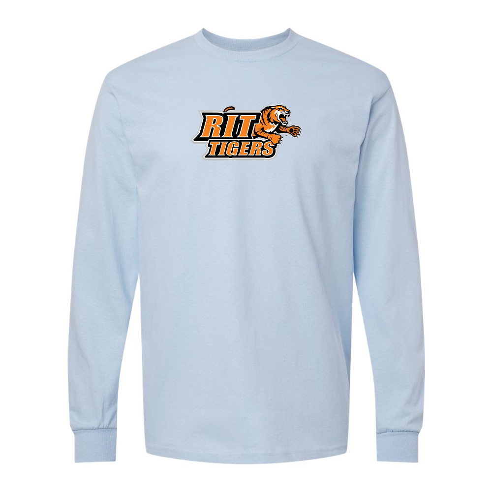 Men's RIT Tigers Logo Gildan Heavy Cotton Long Sleeve T-Shirt