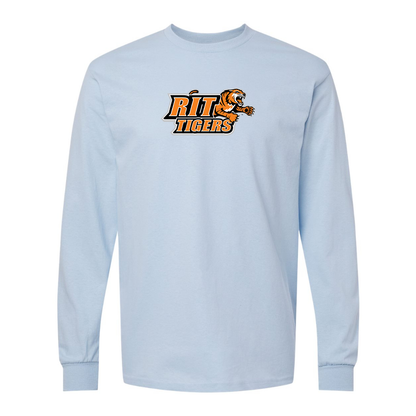 Men's RIT Tigers Logo Gildan Heavy Cotton Long Sleeve T-Shirt