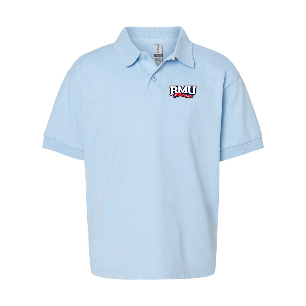 Youth Robert Morris Colonials Logo Gildan Dry Blend Jersey Polo