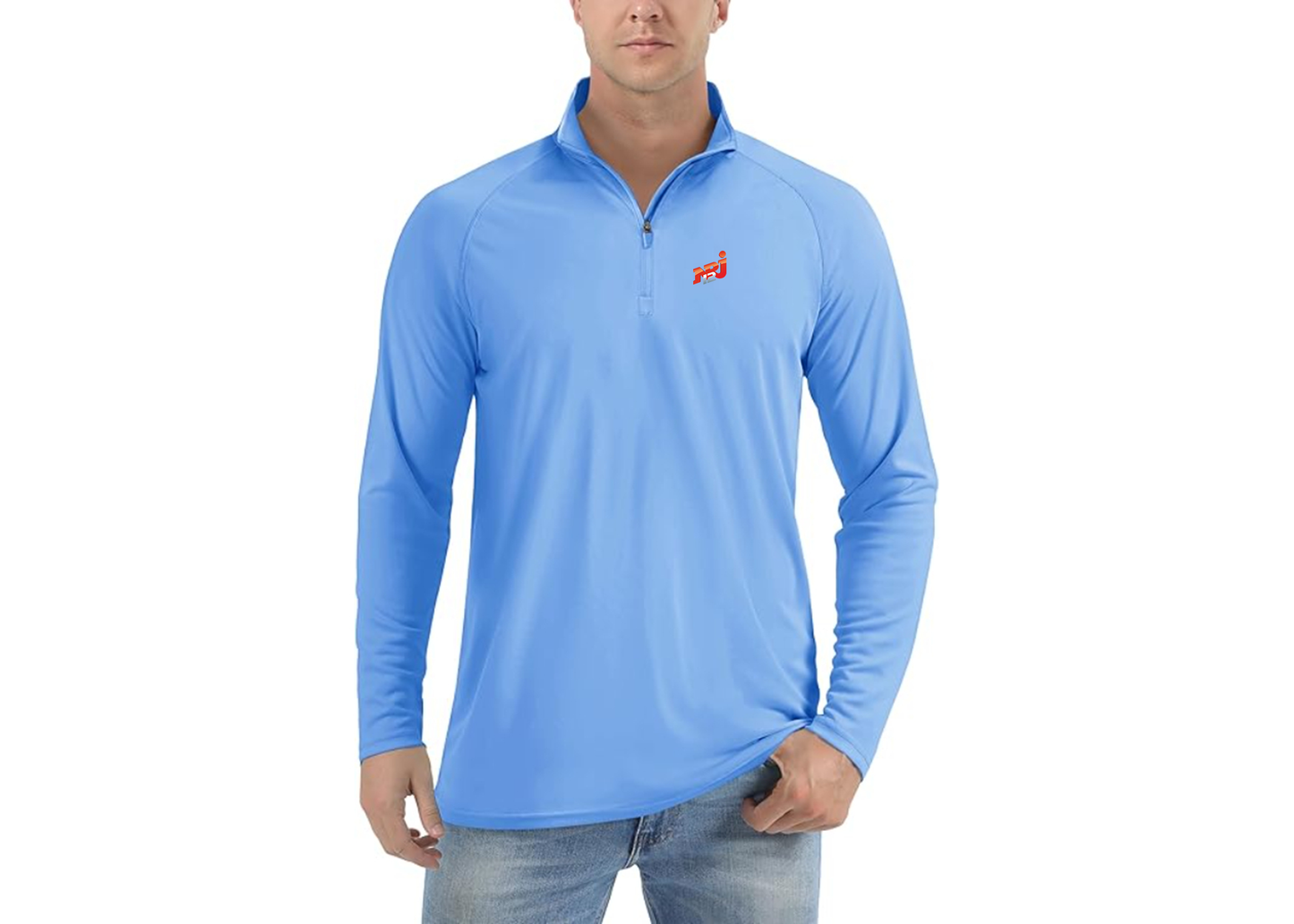 Men's NRJ 12 Logo Lightweight Quarter-Zip Athletic Shirt Long Sleeve Performance Wear