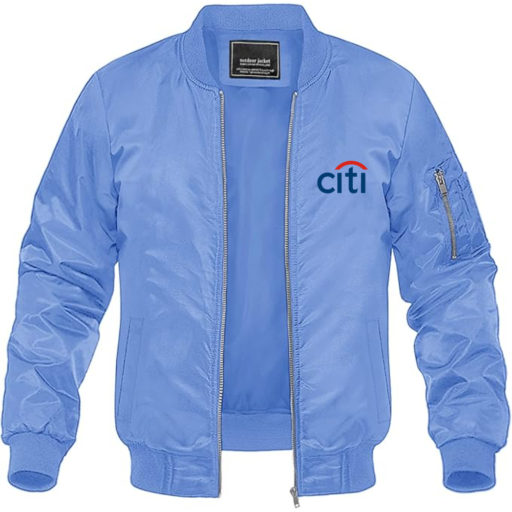 Men's Citi logo Lightweight Bomber Jacket Windbreaker Softshell Varsity Jacket Coat