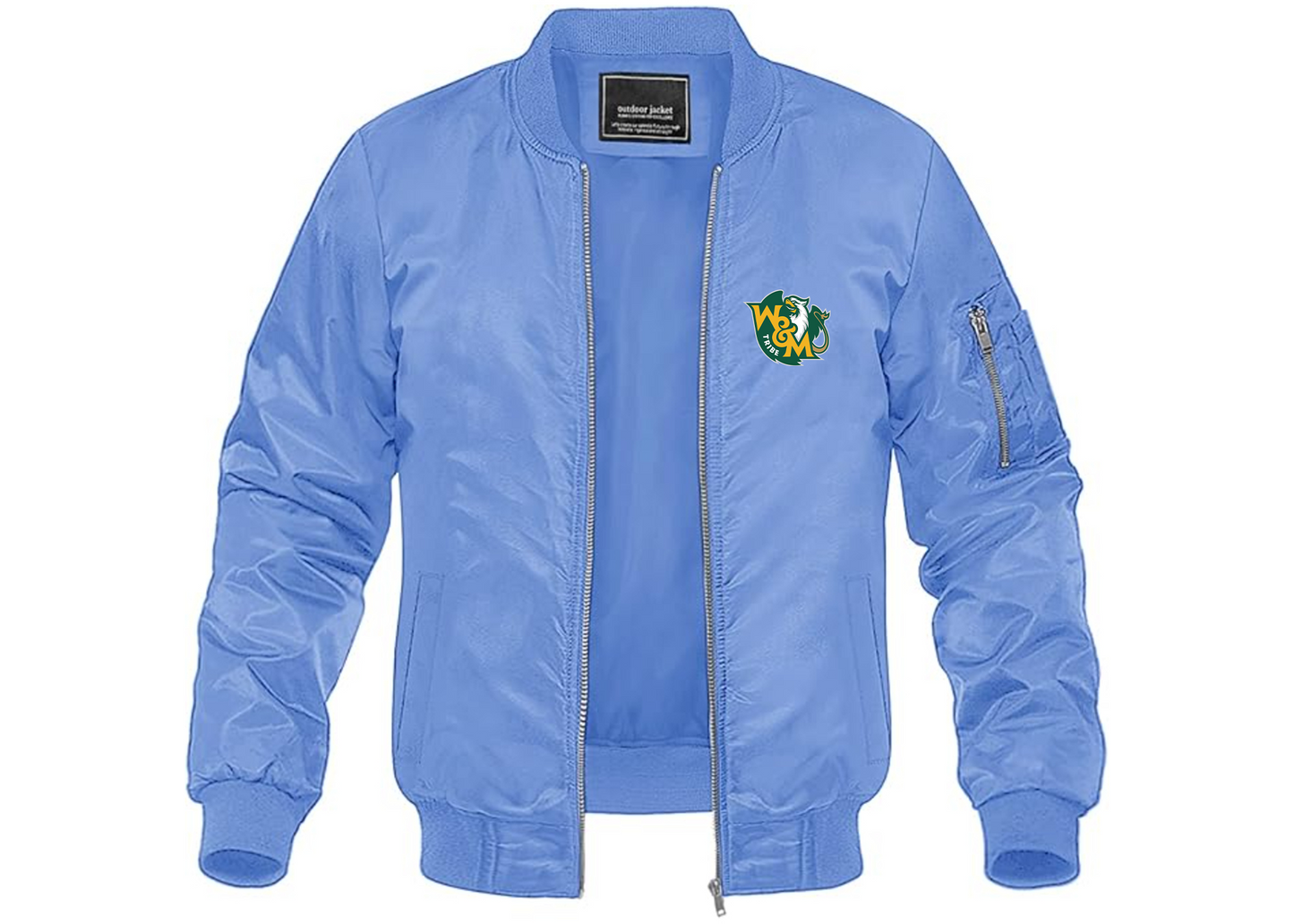 Men's William and Mary Tribe Lightweight Bomber Jacket Windbreaker Softshell Varsity Jacket Coat