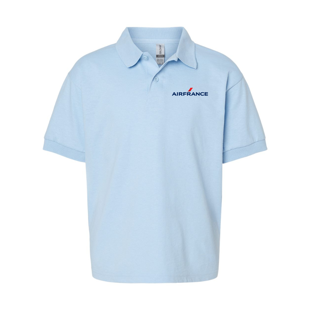 Youth Air France Logo Gildan Dry Blend Jersey Polo